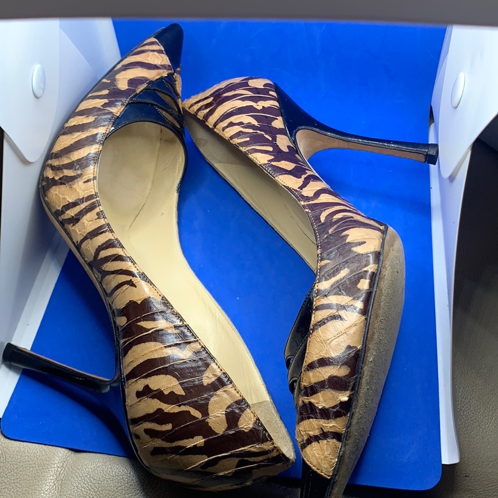 Jimmy Choo Python Zebra Black Patent Leather Heels - image 7